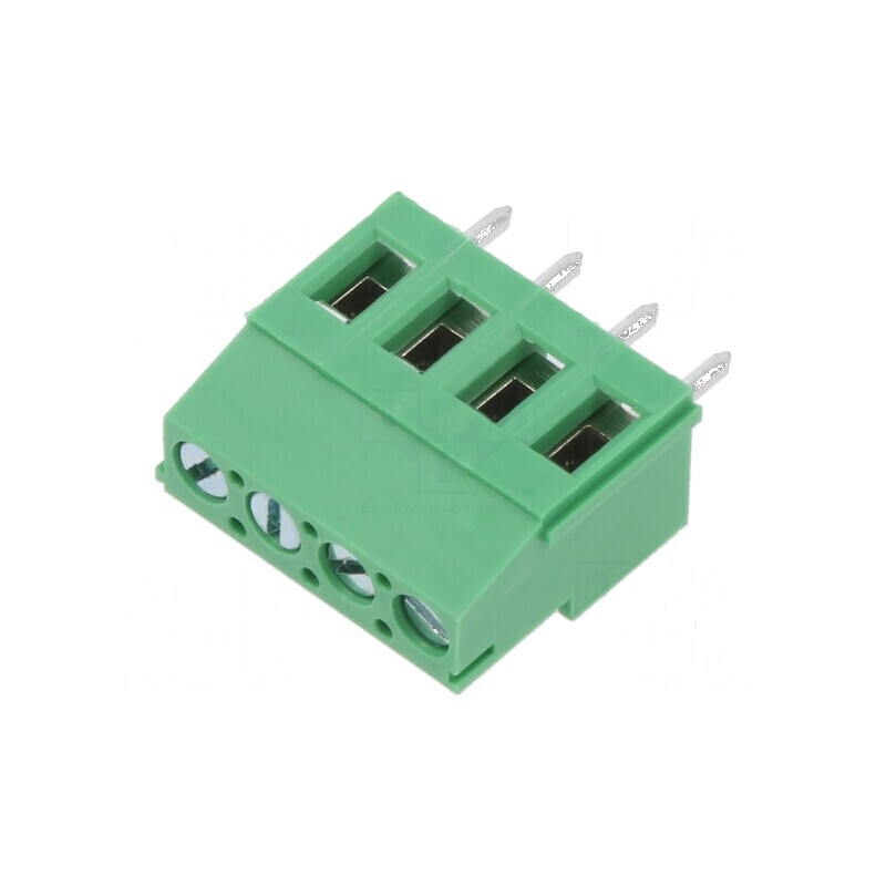 Regletă de conexiuni pentru PCB unghi 90°, 5,08mm, 4 piste, 16A | Electronic-mag.ro | Componente Electronice