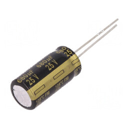 Condensator Electrolitic Low ESR THT 680uF 25VDC Ø10x20mm - Componentă Electronică de Înaltă Performanță | Electronic-mag.ro | C