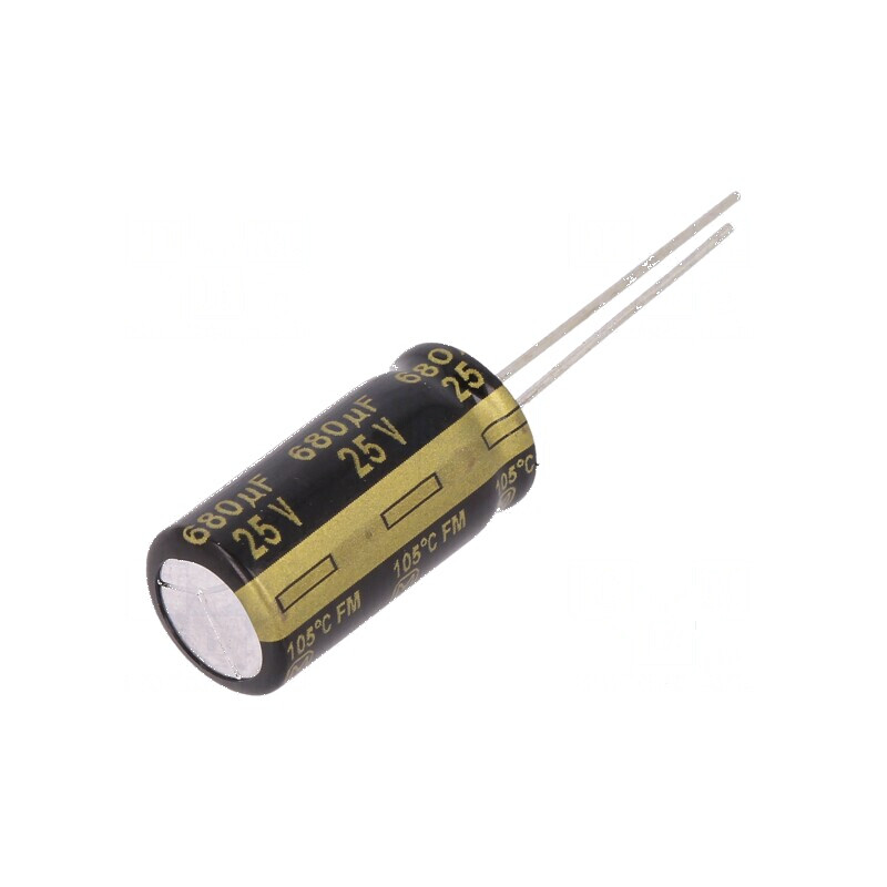 Condensator Electrolitic Low ESR THT 680uF 25VDC Ø10x20mm - Componentă Electronică de Înaltă Performanță | Electronic-mag.ro | C