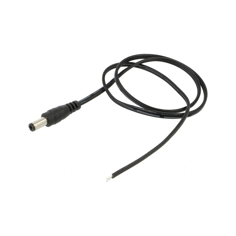 Cablu DC 5,5/2,5mm cu mufe drepte, 2x0,5mm², lungime 0,5m, negru și gri | Electronic-mag.ro | Componente Electronice