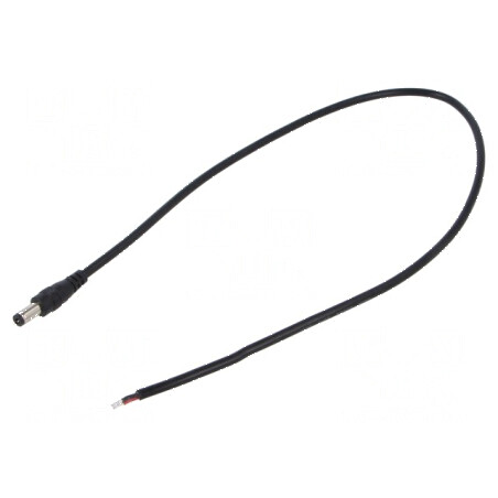 Cablu DC 5,5/2,1 mm cu mufă drept, 2x0,5mm², negru, 0,5m, rezistență la temperaturi între -20 și 80°C | Electronic-mag.ro | Comp