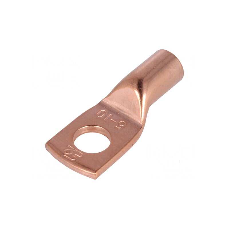 Vârf inelar tubular M6 10mm² cu cablu crimpat, lungime 21,5mm, cupru | Electronic-mag.ro | Componente Electronice