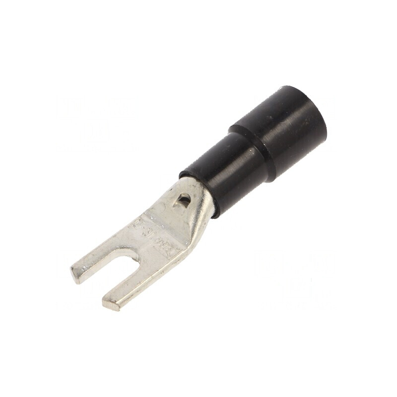 Furcă M5 Crimpată pe Cablu Izolată Neagră Ø 5,3mm 16mm² | Electronic-mag.ro | Componente Electronice