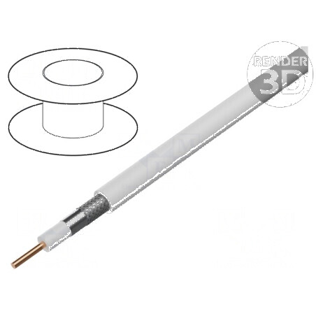 Cablu Coaxial RG6 cu Sârmă din Cupru și PVC Alb, 100m, Diametru 7mm | Electronic-mag.ro | Componente Electronice