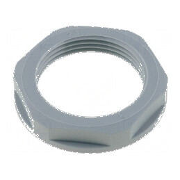 Piuliță PG21 din poliamidă UL94V-2, 36mm, gri, rezistentă la temperaturi între -20 și 100°C, cu filet PG | Electronic-mag.ro | C