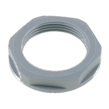Piuliță PG21 din poliamidă UL94V-2, 36mm, gri, rezistentă la temperaturi între -20 și 100°C, cu filet PG | Electronic-mag.ro | C