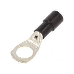 Vârf de conectare inelar tubular M12 cu diametru de 13mm, 16mm², crimpat pe cablu negru | Electronic-mag.ro | Componente Electro