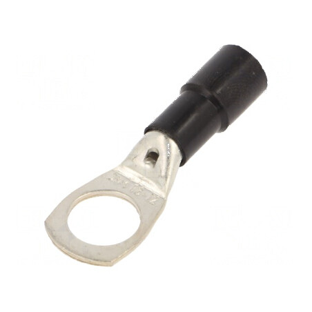 Vârf de conectare inelar tubular M12 cu diametru de 13mm, 16mm², crimpat pe cablu negru | Electronic-mag.ro | Componente Electro