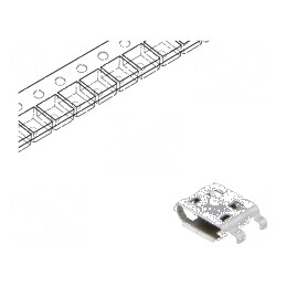 Conector USB B Micro Soclu pentru PCB SMT cu 5 PIN-uri Orizontale - Componentă Electronică | Electronic-mag.ro | Componente Elec