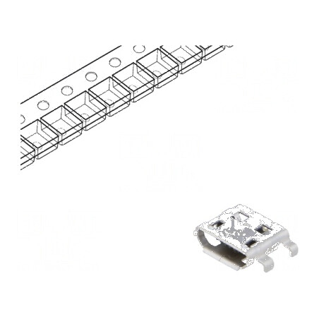 Conector USB B Micro Soclu pentru PCB SMT cu 5 PIN-uri Orizontale - Componentă Electronică | Electronic-mag.ro | Componente Elec