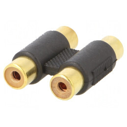 Adaptor RCA soclu x2, placare aurită, negru, pentru conexiuni audio de calitate superioară | Electronic-mag.ro | Componente Elec