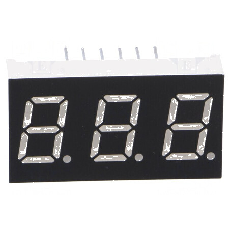 Afișaj LED cu 7 segmente 10,16mm (0,4") Nr. car: 3, Roșie, 11mcd | Electronic-mag.ro | Componente Electronice