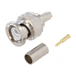 Conector BNC Mufă Tată Drept 50Ω Crimpat pe Cablu Aurit - Accesoriu Profesional pentru Antene și Echipamente RF | Electronic-mag