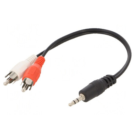 Cablu audio Jack 3,5mm 3pin la 2 RCA, lungime 0,2m, placare nichelată | Electronic-mag.ro | Componente Electronice