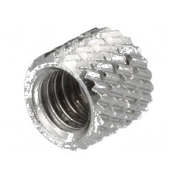Adaos filetat din alamă nichelată M5, Lungime 5,9mm, Diametru exterior 7mm pentru aplicații pe plastic | Electronic-mag.ro | Com