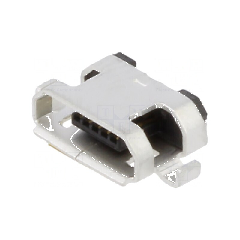 Conector USB B Micro Soclu SMT PIN 5 Orizontale USB 2.0 1,8A pentru Montaj pe Placă de Circuit | Electronic-mag.ro | Componente 