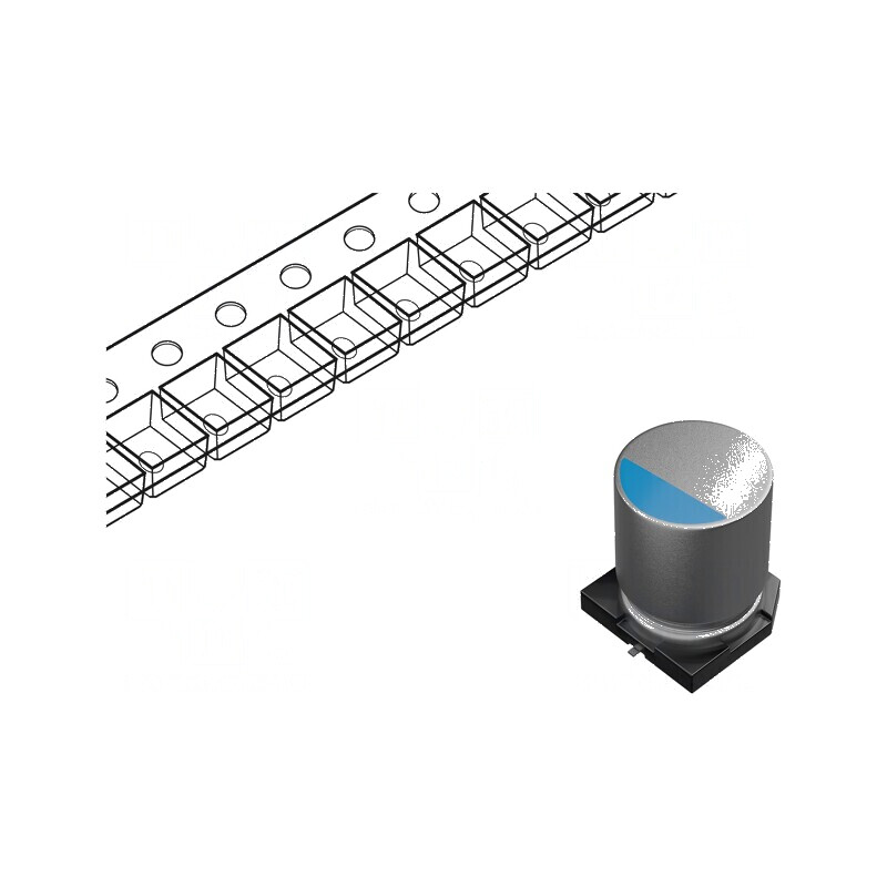 Condensator Hibrid SMD 150uF 35VDC Ø8x10mm -55÷135°C ±20% | Electronic-mag.ro | Componente Electronice