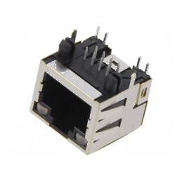 Conector RJ45 Soclu Ecranat PIN 8 cu Diodă LED THT - Componentă de Rețea Profesională | Electronic-mag.ro | Componente Electroni