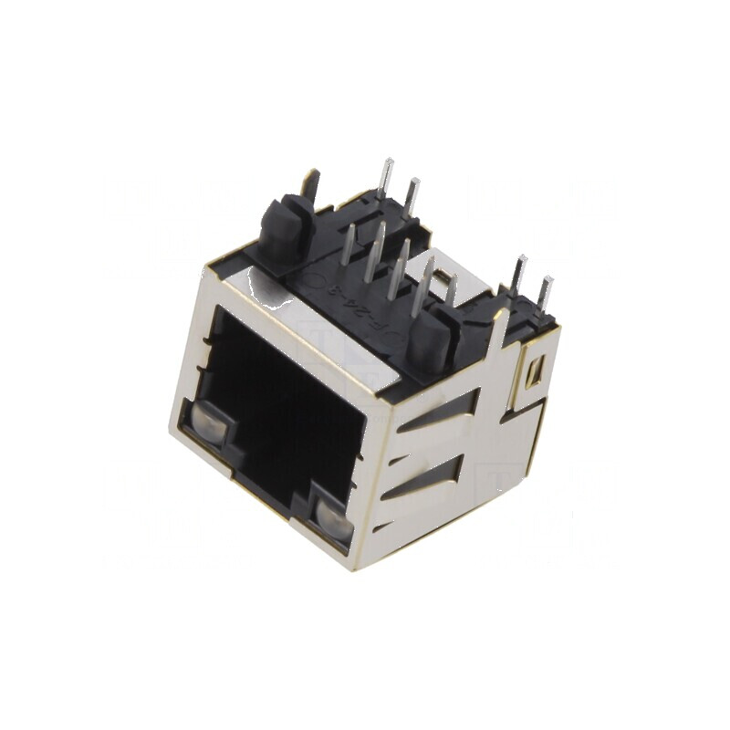 Conector RJ45 Soclu Ecranat PIN 8 cu Diodă LED THT - Componentă de Rețea Profesională | Electronic-mag.ro | Componente Electroni