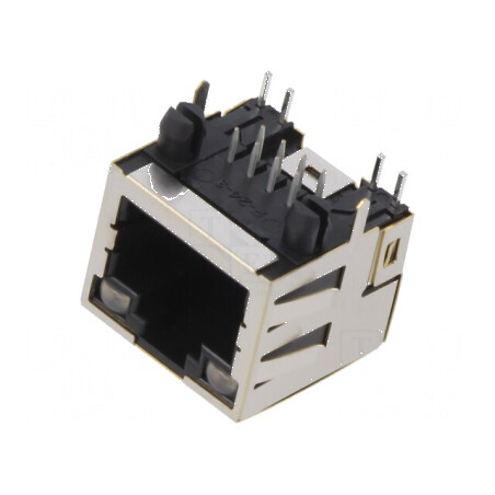 Conector RJ45 Soclu Ecranat PIN 8 cu Diodă LED THT - Componentă de Rețea Profesională | Electronic-mag.ro | Componente Electroni