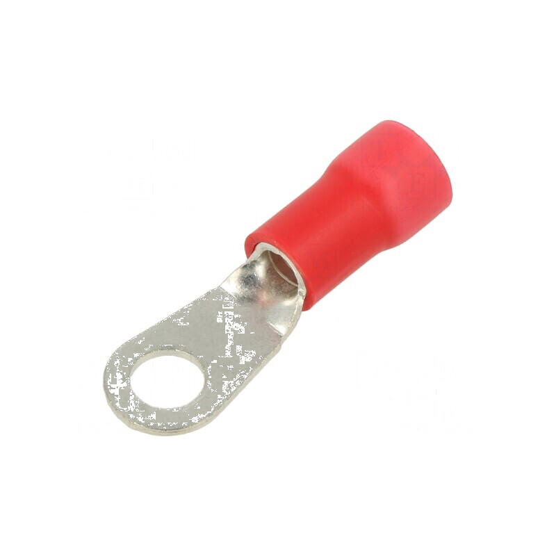 Vârf inelar crimpat pe cablu izolată, Ø 6mm, roșie - cositorit | Electronic-mag.ro | Componente Electronice