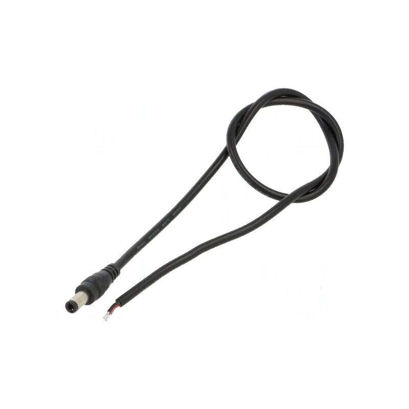Cablu DC 2x0,5mm² cu mufă dreptunghiulară 5,5/2,5, 0,5m, temperatura de operare -20÷80°C, negru | Electronic-mag.ro | Componente