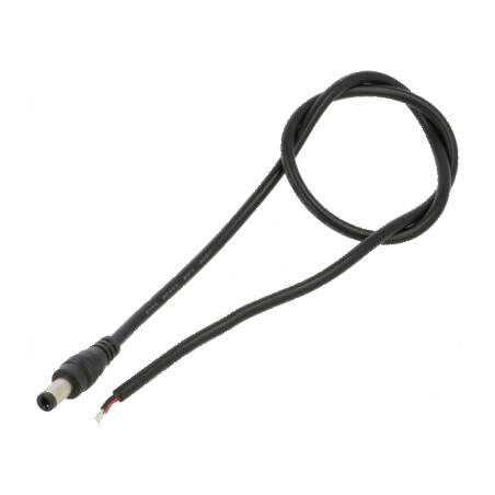Cablu DC 2x0,5mm² cu mufă dreptunghiulară 5,5/2,5, 0,5m, temperatura de operare -20÷80°C, negru | Electronic-mag.ro | Componente