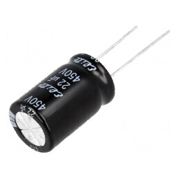 Condensator Electrolitic THT 22µF 450VDC Ø16x25mm ±20% 2000h - Componentă Electronică de Înaltă Calitate | Electronic-mag.ro | C