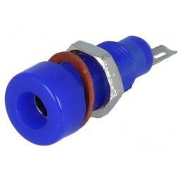 Conector Banană 4mm Soclu 10A 60VDC Albastru Nichelat pentru Legături Electrice Profesionale | Electronic-mag.ro | Componente El