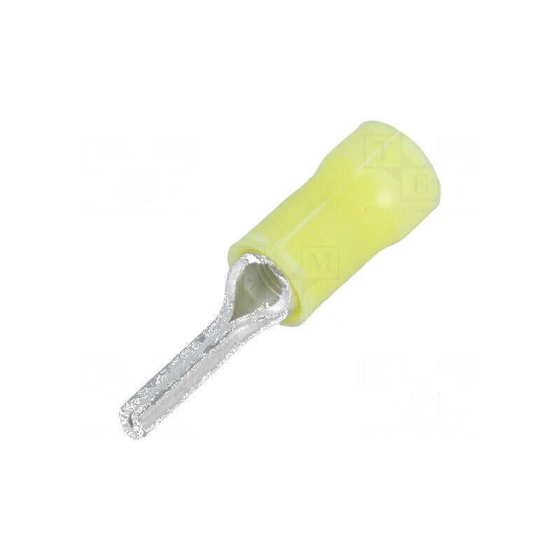 Vârf tip ac Ø 2,6mm pentru cablu izolată galbenă, crimpat, 3÷6mm² | Electronic-mag.ro | Componente Electronice