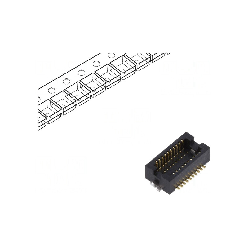Conector PCB-PCB Tată PIN 20, 0,5mm, H 2,3mm, DF12N Aurit SMT - Componente Electronice Profesionale | Electronic-mag.ro | Compon