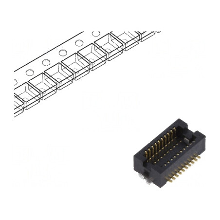 Conector PCB-PCB Tată PIN 20, 0,5mm, H 2,3mm, DF12N Aurit SMT - Componente Electronice Profesionale | Electronic-mag.ro | Compon
