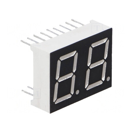 Afișaj LED 7 Segmente 14,22mm 0,56" Nr. Car: 2 Verde 6mcd - Display Digital pentru Proiecte Electronice | Electronic-mag.ro | Co