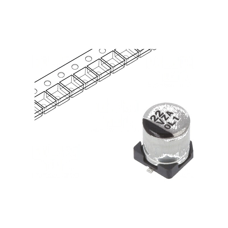 Condensator hibrid SMD 22uF 35VDC ESR 100mΩ Ø5x5,8mm ±20% | Electronic-mag.ro | Componente Electronice
