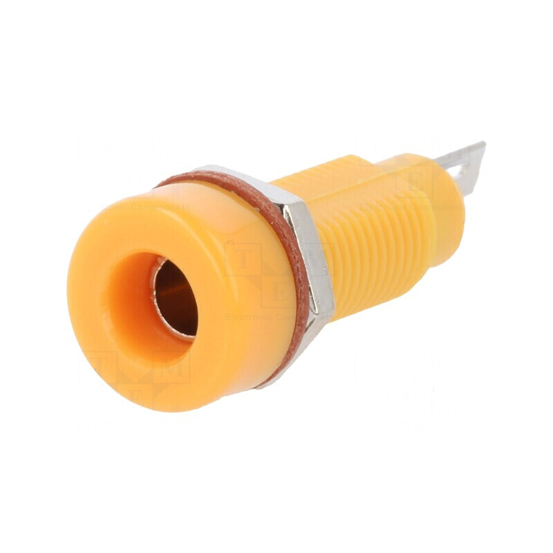 Conector Banană 4mm Soclu 10A 60VDC Portocalie Nichelat - Accesoriu Electric Profesional | Electronic-mag.ro | Componente Electr