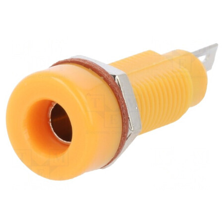 Conector Banană 4mm Soclu 10A 60VDC Portocalie Nichelat - Accesoriu Electric Profesional | Electronic-mag.ro | Componente Electr