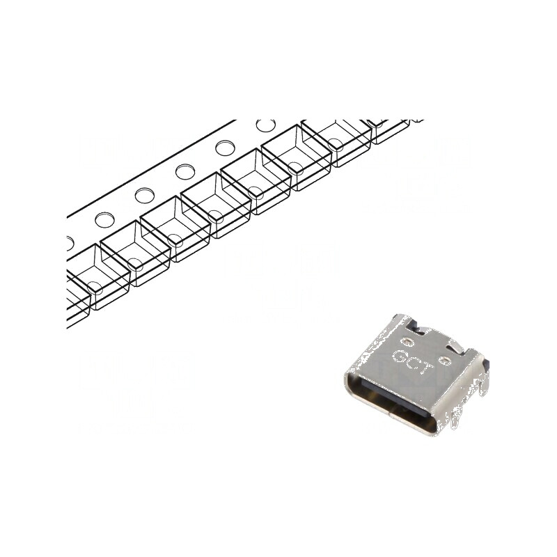 Conector USB C Soclu SMT 16 PIN Orizontale pentru Montaj pe Placă Superioară | Electronic-mag.ro | Componente Electronice