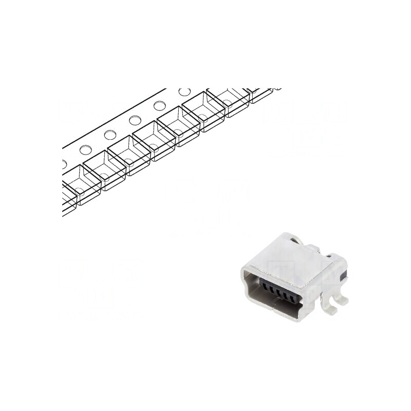 Conector USB B Mini Soclu UX pentru PCB SMT cu 5 PIN-uri Orizontale - Componentă Electronică | Electronic-mag.ro | Componente El