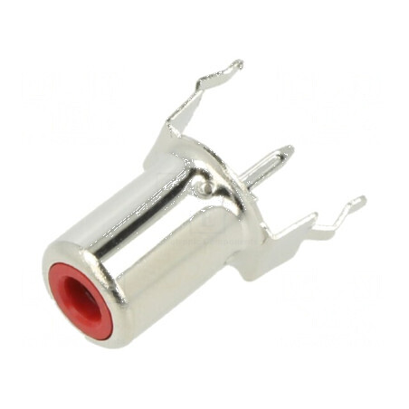 Conector RCA Soclu Mamă Drept THT Nichelat cu Etichetă Roșie - Componentă Audio Video | Electronic-mag.ro | Componente Electroni