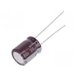 Condensator Electrolitic Low ESR THT 39uF 80VDC Ø10x12,5mm - Componentă Electronică de Înalta Performanță | Electronic-mag.ro | 