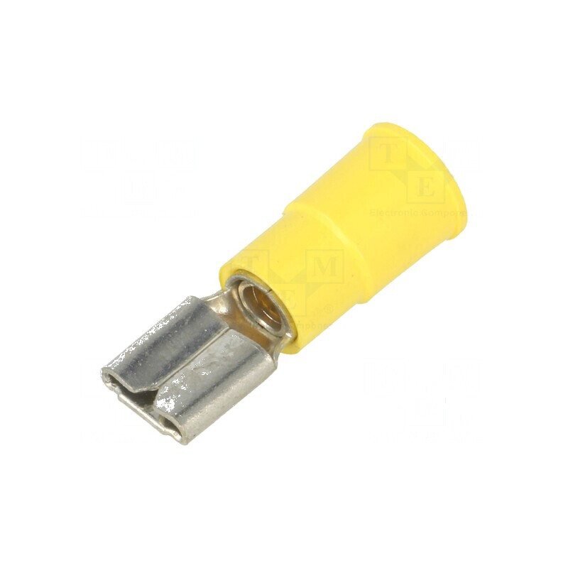 Terminal plat 6,4mm 0,8mm mamă crimpat pe cablu, izolată, pentru conexiuni electrice profesionale | Electronic-mag.ro | Componen