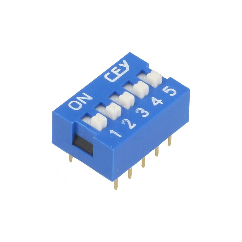 Comutator DIP-SWITCH 5 Secțiuni ON-OFF 0,05A/12VDC pentru Control Electric | Electronic-mag.ro | Componente Electronice