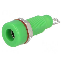 Conector banană 4mm soclu 10A 60VDC verde nichelat, temperatură operare -10 până la 80°C | Electronic-mag.ro | Componente Electr