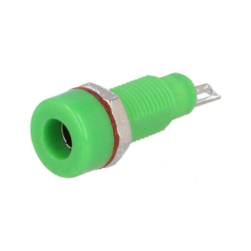 Conector banană 4mm soclu 10A 60VDC verde nichelat, temperatură operare -10 până la 80°C | Electronic-mag.ro | Componente Electr
