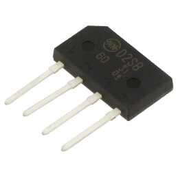 Punte Redresoare Monofazat Urmax 600V, Curent Maxim 1,5A, Curent de Supratensiune 80A, Model Plată | Electronic-mag.ro | Compone