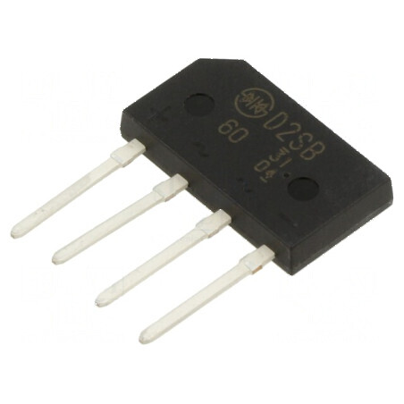 Punte Redresoare Monofazat Urmax 600V, Curent Maxim 1,5A, Curent de Supratensiune 80A, Model Plată | Electronic-mag.ro | Compone
