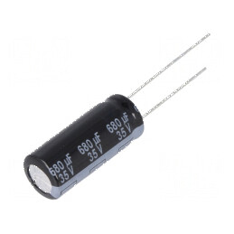 Condensator electrolitic low ESR THT 680uF 35VDC Ø10x25mm - Componentă electronică de înaltă performanță | Electronic-mag.ro | C