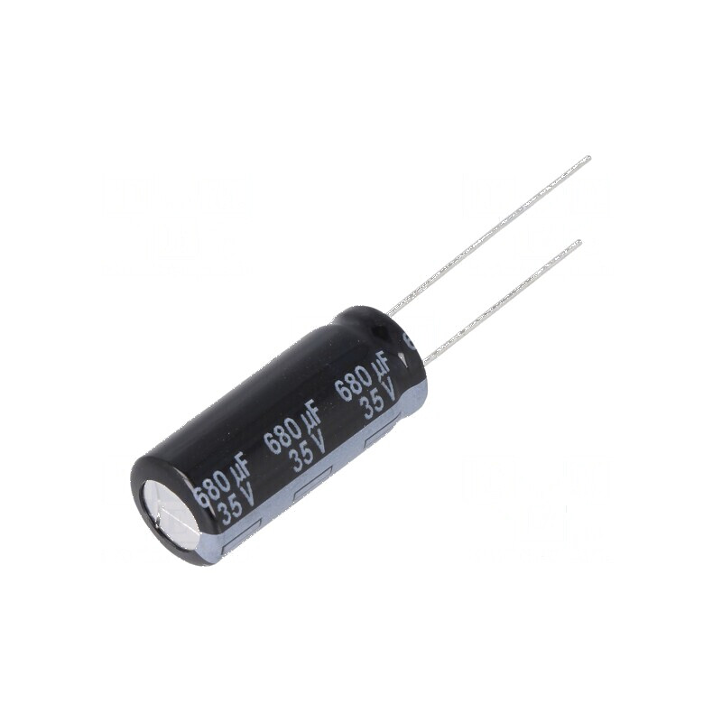 Condensator electrolitic low ESR THT 680uF 35VDC Ø10x25mm - Componentă electronică de înaltă performanță | Electronic-mag.ro | C Condensator electrolitic low ESR THT 680uF 35VDC Ø10x25mm - Componentă electronică de înaltă performanță | Electronic-mag.ro | C
