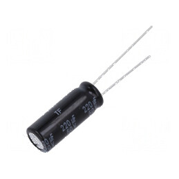 Condensator Electrolitic Low ESR THT 220uF 50VDC Ø8x20mm - Componentă Electronică de Înaltă Performanță | Electronic-mag.ro | Co