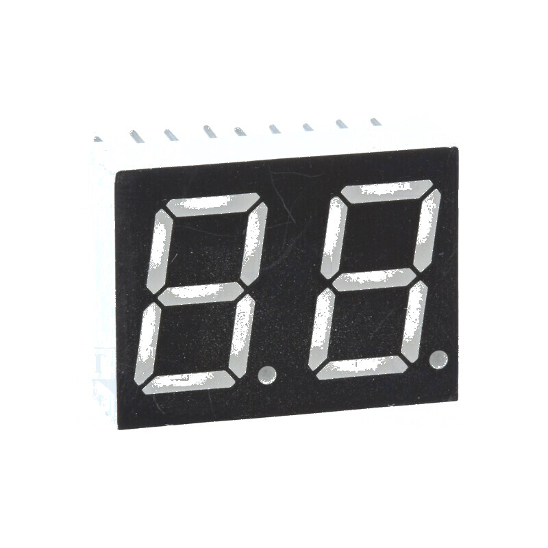 Afişaj LED 7 segmente 14,22mm 0,56 Nr.car: 2 Verde 6mcd pentru proiecte electronice | Electronic-mag.ro | Componente Electronice